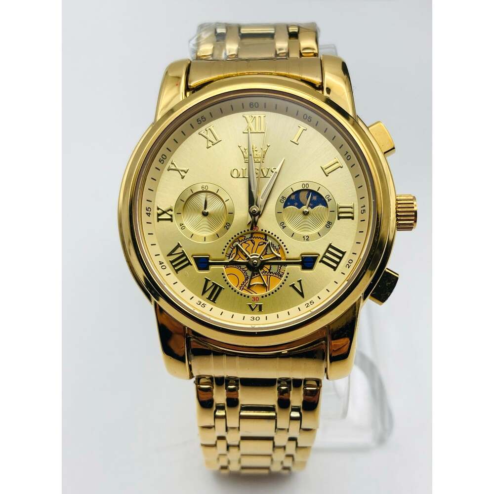 OLEVS Men's Chronograph Moon Phase Dress Watch 42mm - New Battery WR 3ATM